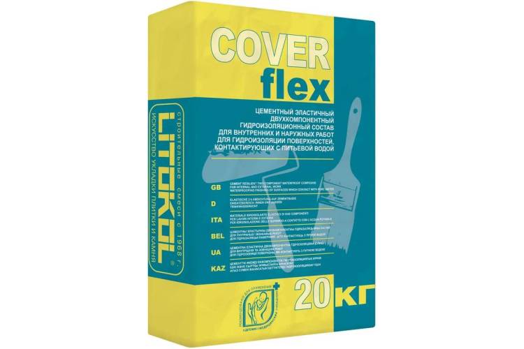 Гидроизоляция полимерцементная Litokol Coverflex компонент A светло-серый 20 кг