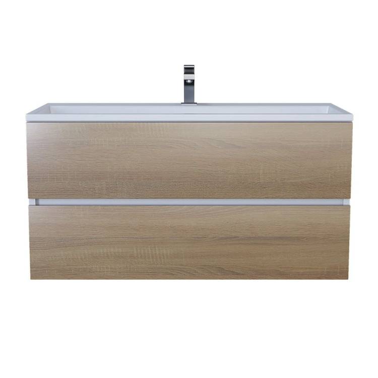 Тумба с раковиной Uperwood Barsa подвесная, белая, дуб сонома, 100 см