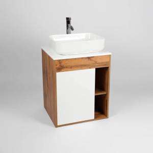 Тумба с раковиной Viant Бостон VBOS65N-T1STP 500x655x636 1 ств со столешницей подвесная