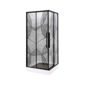 Душевой уголок AvaCan KB80 профиль черный, стекло прозрачное, с рисунком, 90x90x195
