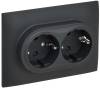 Розетка 2-местная с заземлением и шторками IEK Skandy SK-R24-16-K53-F графит