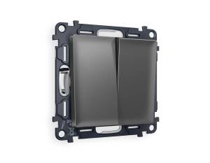 Комплект механизма 2-клавишного перекрестного выключателя Ambrella Volt MA MA653030 антрацит серый