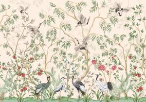 3D Фотообои Artegrafico «Сад с журавлями» FN-032 канвас