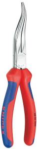 Плоскогубцы KNIPEX механика, плоскокруглые изогнутые губки с крестовой насечкой, 200 мм, хром, 2К ручки