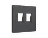 Лицевая панель для двойной компьютерной/телефонной розетки RJ-45/RJ-11 Ambrella Volt Alfa AP9121 графит мягкое касание