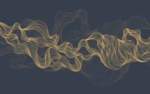 3D Фотообои Artegrafico «Золотые узорчатые линии на синем» LST-017 канвас