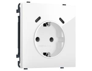 Комплект механизма электрической розетки 2USB C+C 20W с заземлением со шторками Ambrella Volt Sigma MS110510 белый глянец