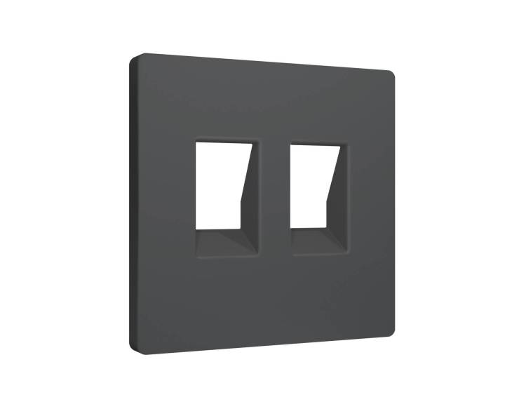 Лицевая панель для двойной компьютерной/телефонной розетки RJ-45/RJ-11 Ambrella Volt Alfa AP9121 графит мягкое касание