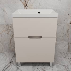 Тумба с раковиной Style Line Матис 60 напольная, крем, раковина жасмин, 82x60x45