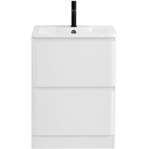 Тумба с раковиной Belbagno Albano ALBANO-600-2C-PIA-BL 60x45x81 Bianco Lucido напольная с двумя выкатными ящиками