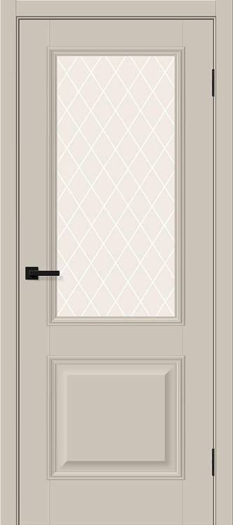 Межкомнатная дверь Bravo Классик-13 полотно Cream Silk, стекло White Сrystal 600x2000