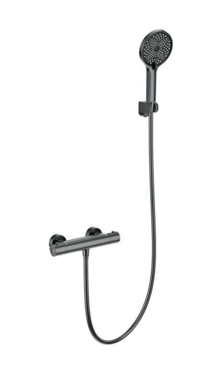 Смеситель для душа Wonzon & Woghand WW-B2012-A-BGG с термостатом, темный графит