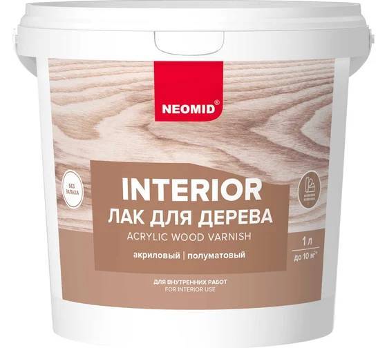 NEOMID INTERIOR лак акриловый для дерева универсальный, бесцветный (1л)