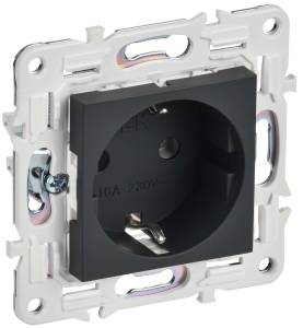 Розетка 1-местная с заземлением IEK Skandy SK-R11-16-K53 графит