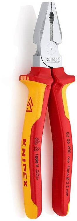 Плоскогубцы KNIPEX комб. VDE для тяж. нагрузок, рез: провол. твёрд. d 2 мм, роял. струна d 1.5 мм, кабель d 10 мм (16 мм?), L-160 мм, хром, 2К ручки