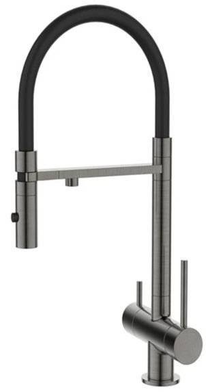 Смеситель для кухни DQ Kitchen DA1462506Grey с подключением к фильтру, гибкий излив, графит