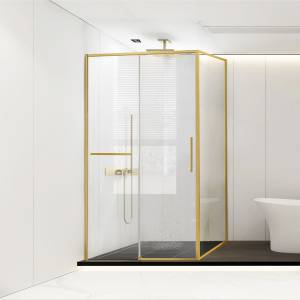 Душевой уголок Vincea Slim Soft VSR-1SS9014CLG 1400x900, профиль брашированное золото, стекло прозрачное