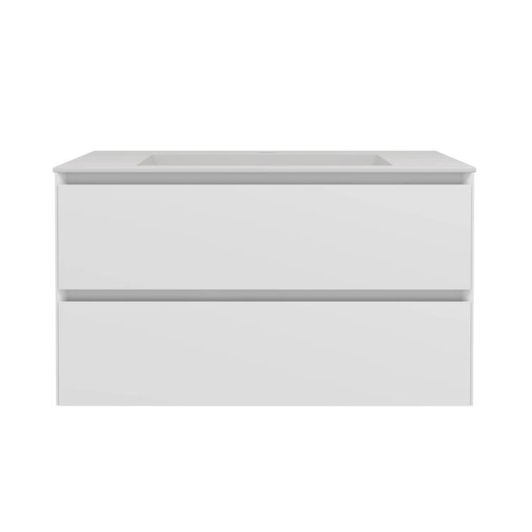 Тумба с раковиной Vincea Luka Soft-Touch (Люка Софт-Тач) 80 матовый белый, раковина VCB-13800W, белая