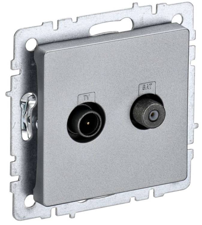 ТВ-розетка TV+SAT IEK Brite BR-AF20-O-K47 алюминий