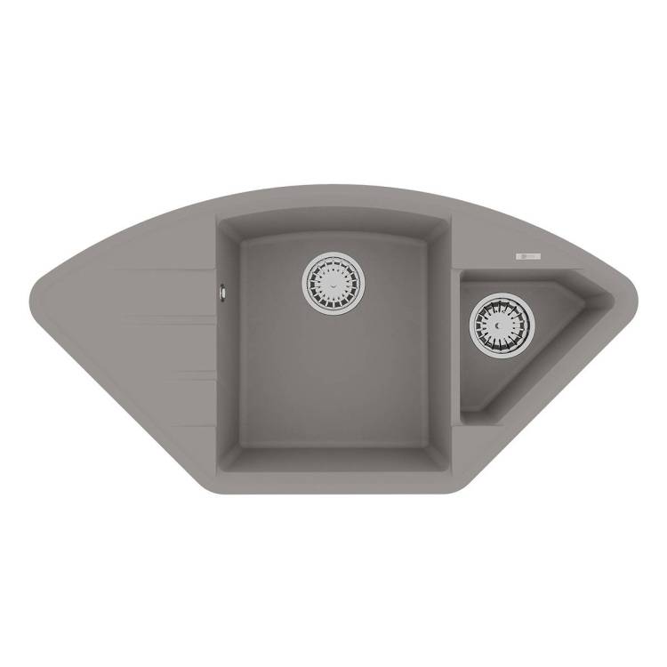 Кухонная мойка Lemark IRKANA 980 9910045 врезная угловая с доп. чашей и крылом из кварцгранита грей