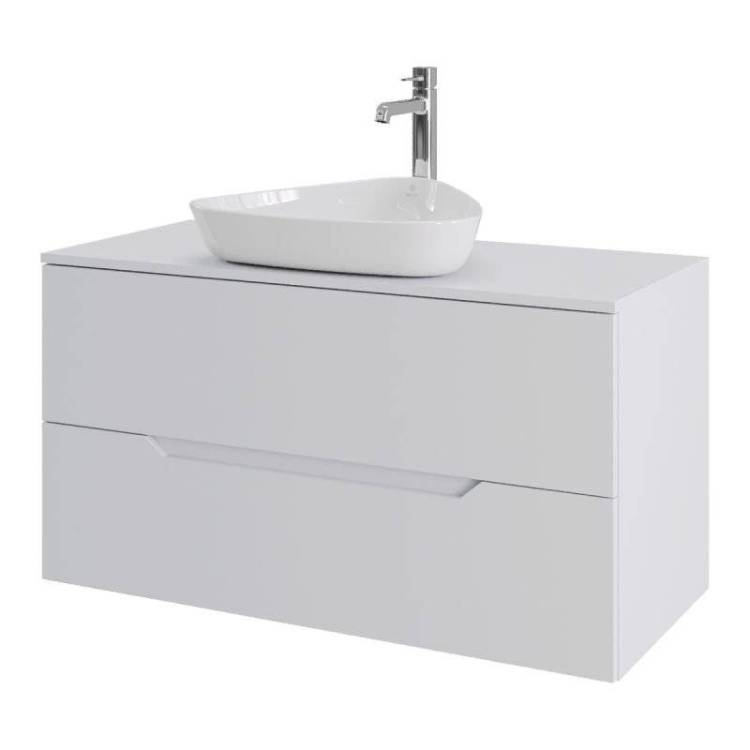 Тумба с раковиной Orange Line Li-100TuwMDF+B07-500W белая матовая, 100 см