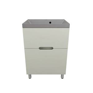 Тумба с раковиной Style Line Матис 60 напольная, олива, раковина серый шелк, 82x60x45