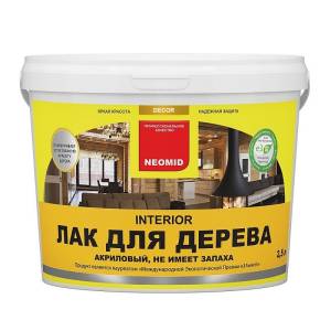 NEOMID INTERIOR лак акриловый для дерева универсальный, бесцветный (1л)