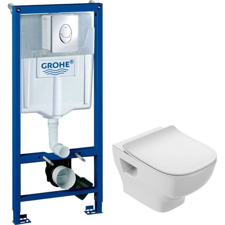 Комплект Унитаз Jacob Delafon Struktura Edf102-00 + Крышка-сиденье E70025-00 + Инсталляция Grohe Rapid SL 38721001 3 в 1 с кнопкой