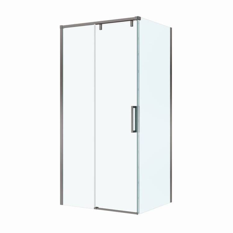 Душевой уголок BelBagno SOFT_CLOSE-1-AH-1-100/80-C-GM профиль оружейная сталь, стекло прозрачное, 100x80x200
