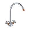 Смеситель для кухни Decoroom DR51 DR51028-Orange двуручный с высоким повортным изливом Хром/оранжевый
