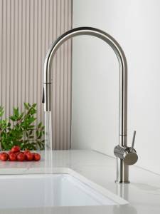 Смеситель для кухни AQUAme Cucina AQM9901BN с выдвижным изливом, никель шлифованный