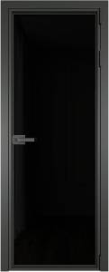 Межкомнатная дверь Profil Doors 1 AV цвет профиля Серая ночь, стекло безопасное 6 мм черный триплекс 700x2000