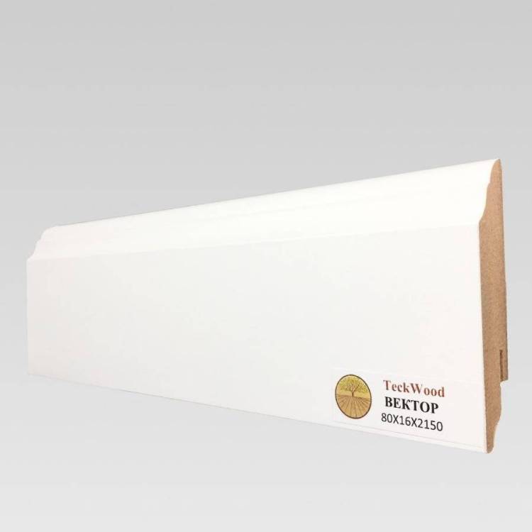 Плинтус МДФ TeckWood Белый Вектор 2150x80x16