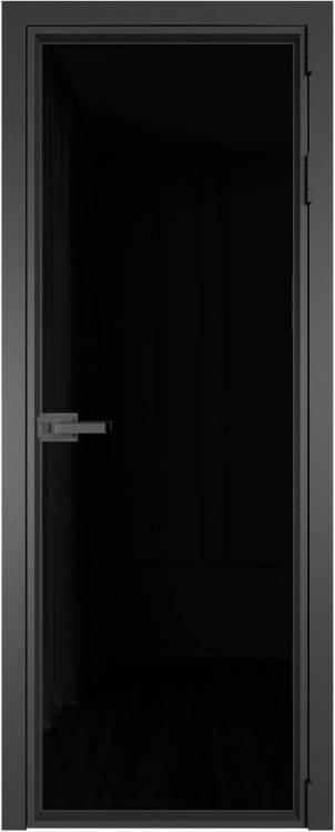 Межкомнатная дверь Profil Doors 1 AV цвет профиля Серая ночь, стекло безопасное 6 мм черный триплекс 700x2000