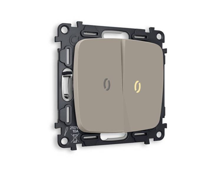 Комплект механизма 2-клавишного выключателя Ambrella Volt Omega MO364010
