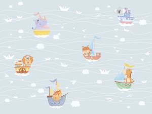 Бесшовные Eco обои Ortograf Little friends 34391 Веселые моряки Ворс+ ОЕ+