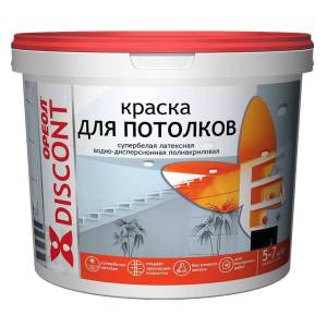 Краска для потолка полиакриловая Ореол Дисконт матовая супербелая 3 кг