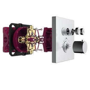 Термостатический смеситель AQUAme AQM8801CR встраиваемый, с регулировкой напора, на 2 потребителя, хром глянцевый