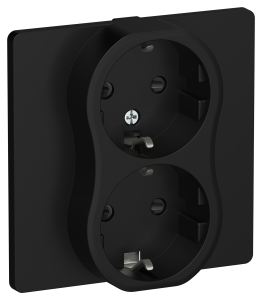 Розетка 2-местная с заземлением и шторками IEK Flite FI-R24C-16-1-K02 черный