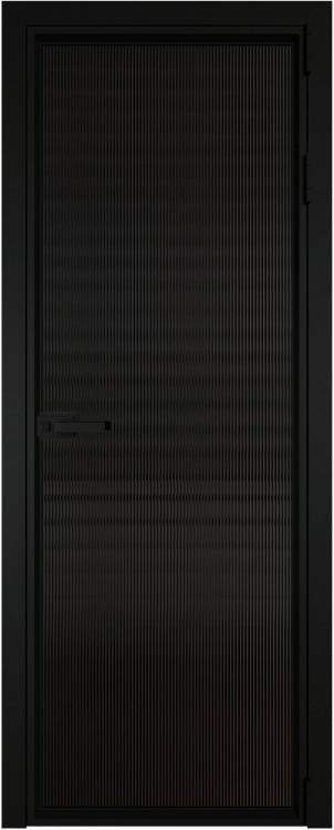 Межкомнатная дверь Profil Doors 1 AV цвет профиля Черный, стекло безопасное 6 мм мору черный 800x2000