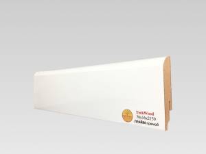 Плинтус МДФ TeckWood Прайм белый прямой глянцевый 2150х80х16