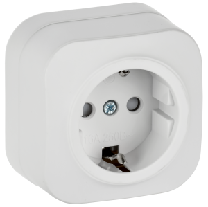 Розетка 1-местная с заземлением и шторками IEK Glory ERH14-K01M-16 белый матовый