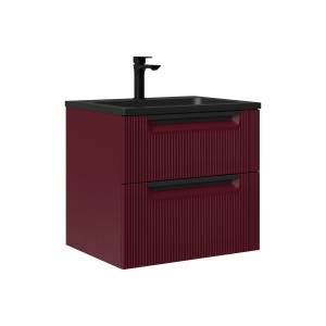 Тумба с раковиной Equil Астер (Aster) 60 подвесная, Бордовый (Палермо), антрацит