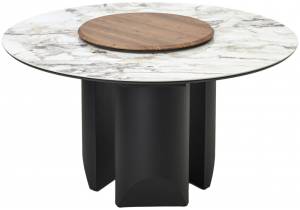 Стол Woodville Колизей 593863 arctic ocean белый мрамор керамика, черный 140x140x77