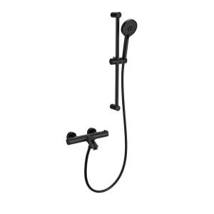 Смеситель для ванны Wonzon & Woghand WW-C2002-A-MB термостатический, с душевым гарнитуром, черный матовый