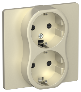 Розетка 2-местная с заземлением и шторками IEK Flite FI-R24C-16-1-K37 шампань