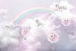 3D Фотообои Artegrafico «Волшебные единороги» KID-065 песок