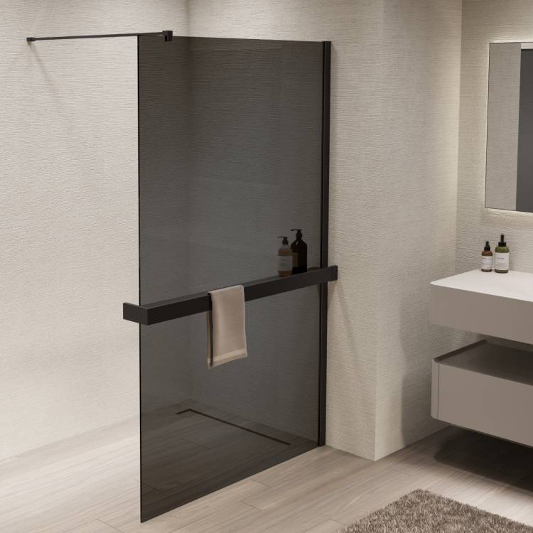 Душевая перегородка Vincea Walk in VSW-1HR100CGB профиль черный, стекло тонированное, 100x200