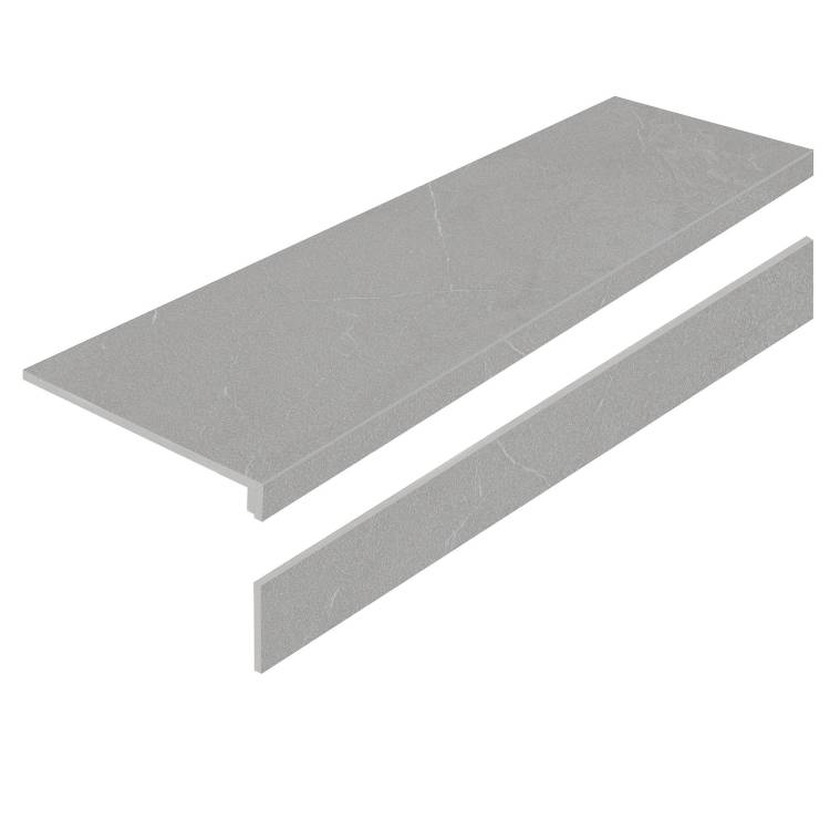 Ступень Staro L Porcelain Step Basaltina Grey AS с подступенником 32x120