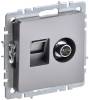 ТВ-розетка+Ethernet RJ45 IEK Brite BR-AK20-1-K46 сталь